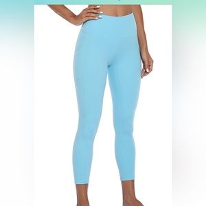 Colorfulkoala Women's High Waist 7/8 Length Leggings with Pockets; M; sky blue